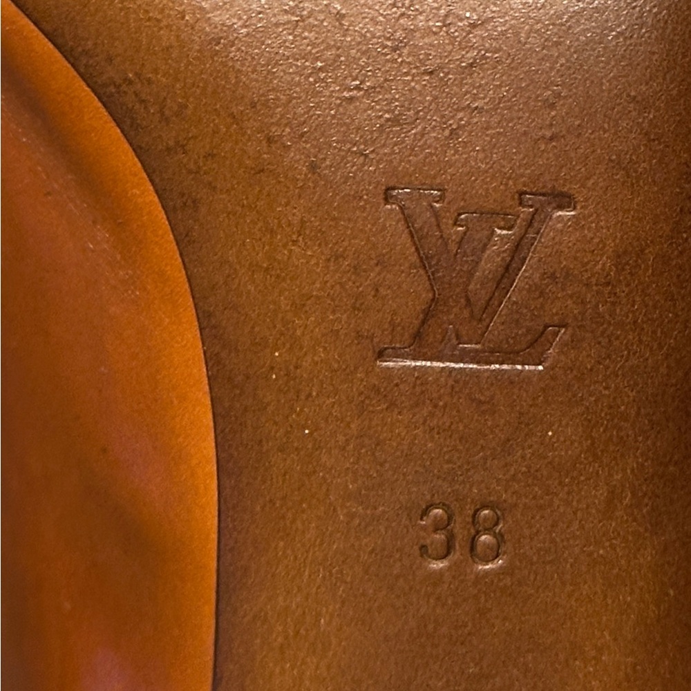 LOUIS VUITTON Drouot Open Toe Pump in Cognac Calf Leather - EXCELLENT SHAPE - Picture 15 of 15